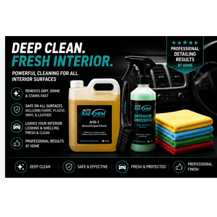 Interior Cleaning Kit APC Vikan Brush Microfibre Cloths Interior Dressing - Auto Rae-Chem