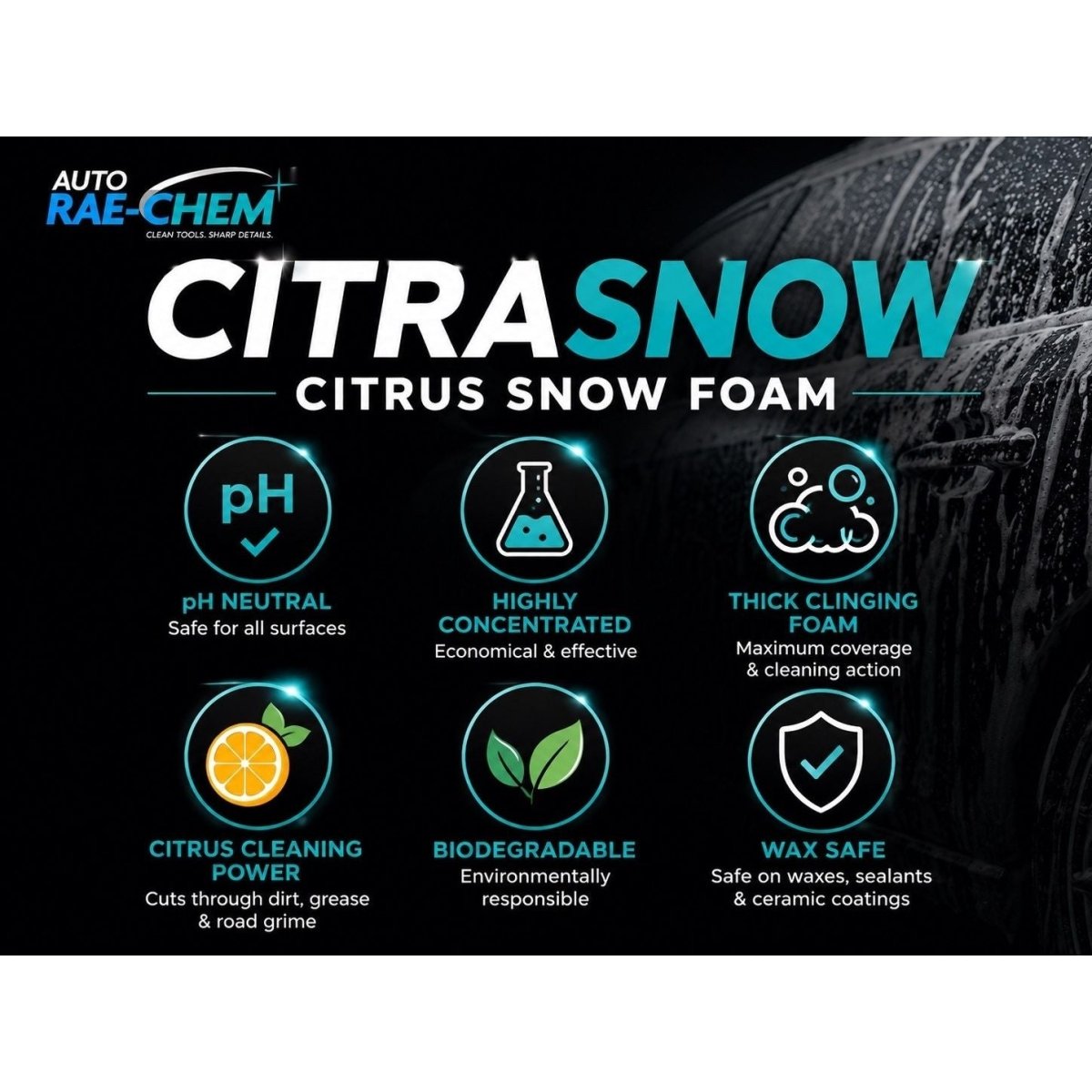 Citrus Snow Foam 5L – Touchless Pre-Wash, pH Neutral + Free Mitt - Auto Rae-Chem
