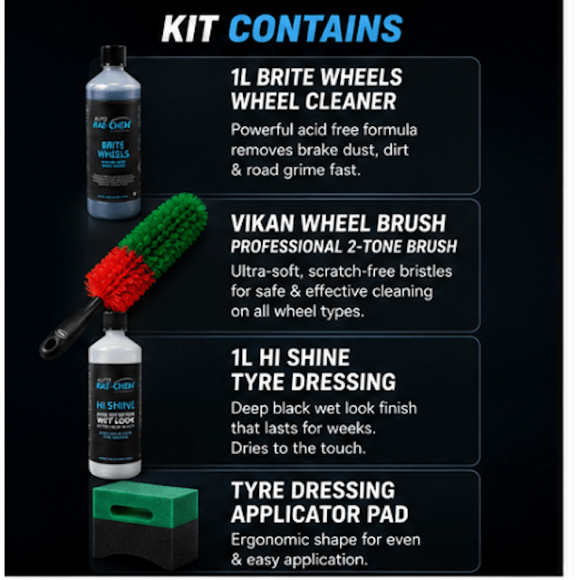 Wheel & Tyre Cleaning Kit – Vikan Brush, Wheel Cleaner & Tyre Dressing - Auto Rae-Chem