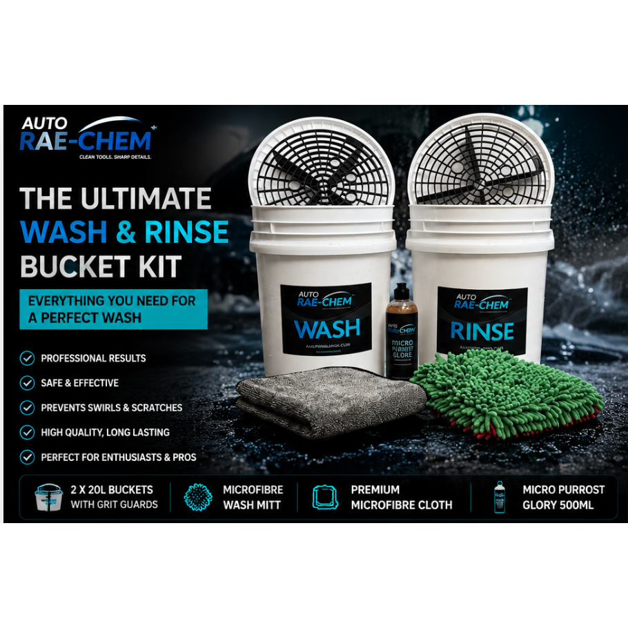 Car Wash Kit 2 Bucket Wash System Shampoo Mitt Drying Cloth Vikan