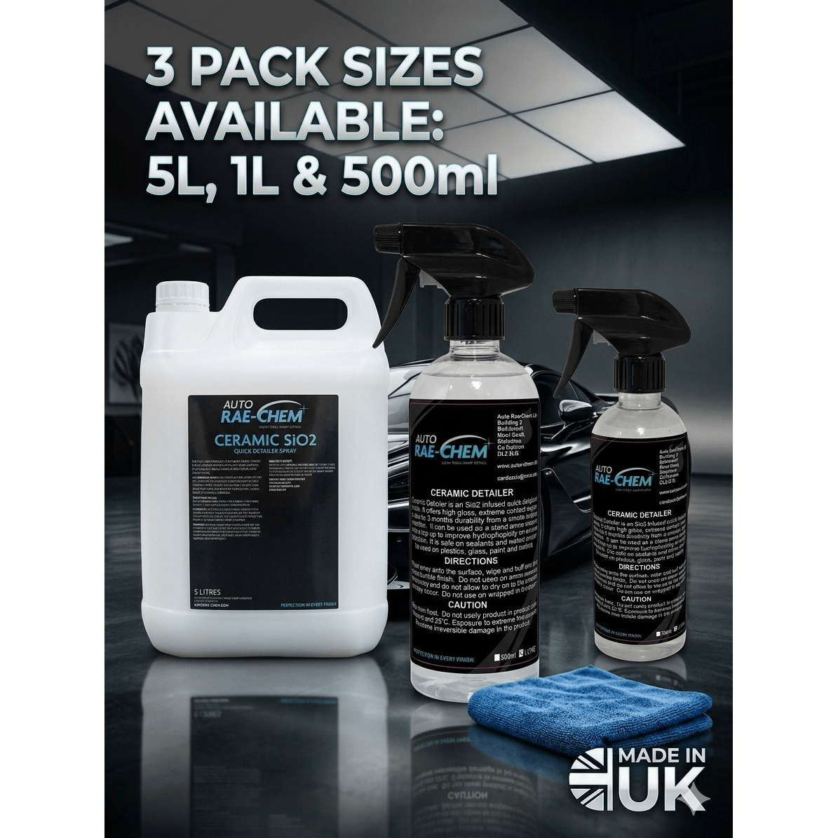 Ceramic SiO2 Quick Detailer Spray Instant Gloss, Hydrophobic Shine & Protect - Auto Rae-Chem