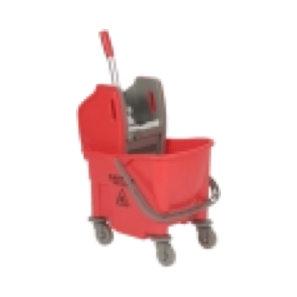 Vikan Bucket on Wheels & Wringer, 25 Litre, Red - Auto Rae-Chem