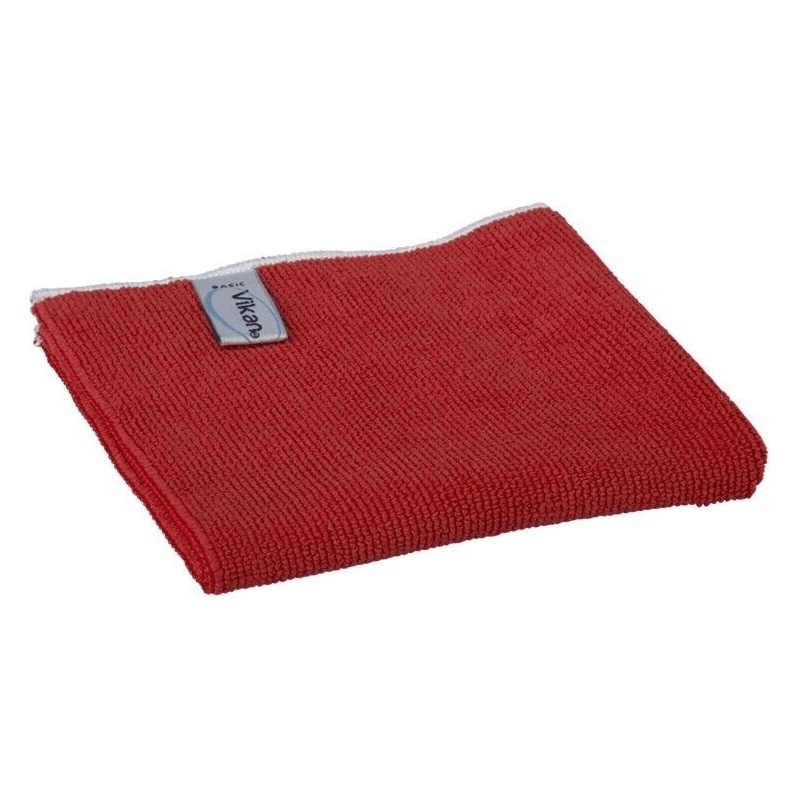 Vikan 691134 Basic Microfibre Cloth, Red, 320mm Length, 320mm Width, 3mm Height, - Auto Rae-Chem