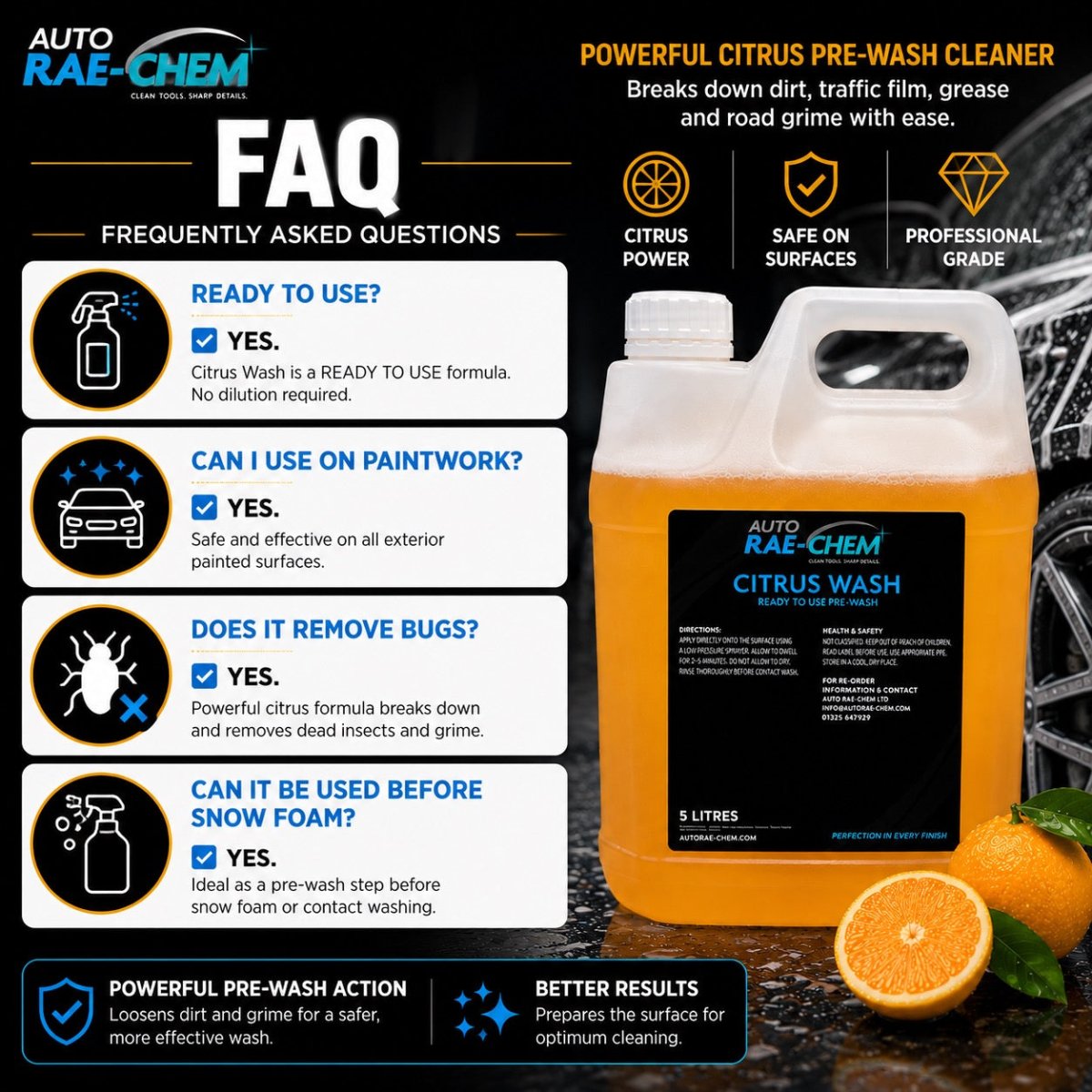 Citrus Wash – Ready to Use All Purpose Pre-Wash Cleaner, 5L - Auto Rae-Chem