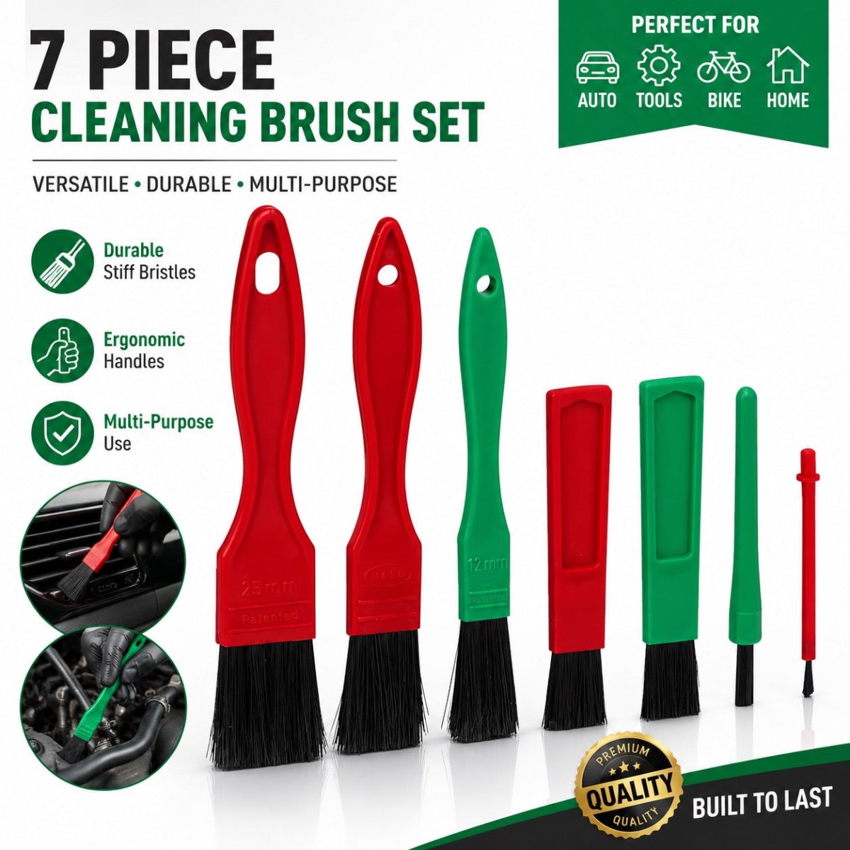 Vikan 556052 Professional Car Detailing Brush Set 7 Piece Valeting Kit - Auto Rae-Chem