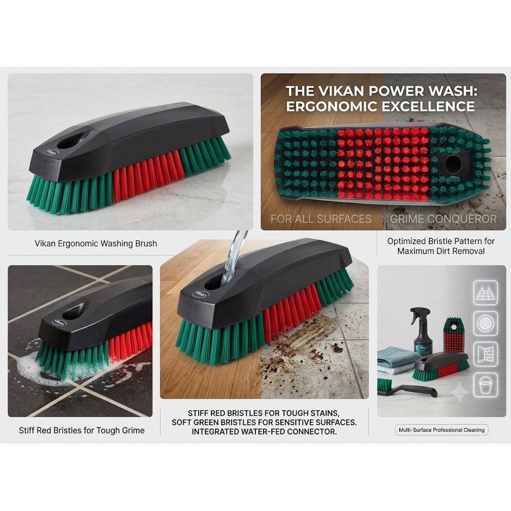 Vikan Convertible Carpet Fabric Brush Professional Stiff Bristle Detail Brush | Auto Rae-Chem