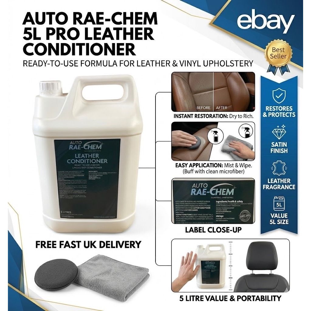 Leather Conditioner 5L ā Car Seats & Upholstery Restorer & Protectant - Auto Rae-Chem
