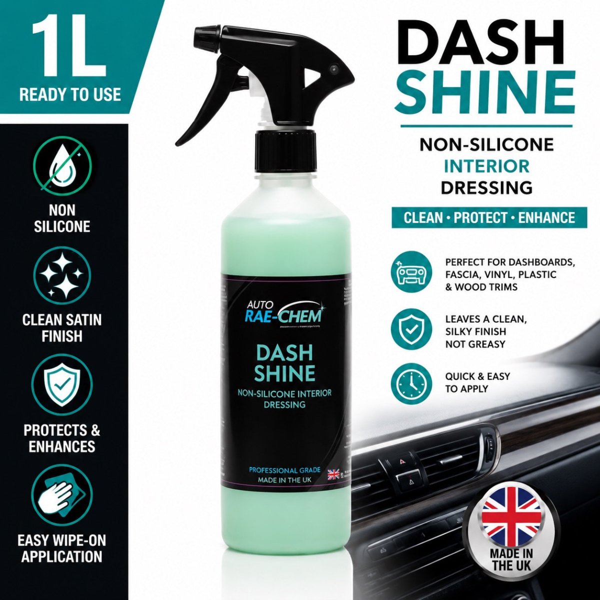 Dash Shine – Non-Silicone Interior Dressing & Trim Cleaner - Auto Rae-Chem