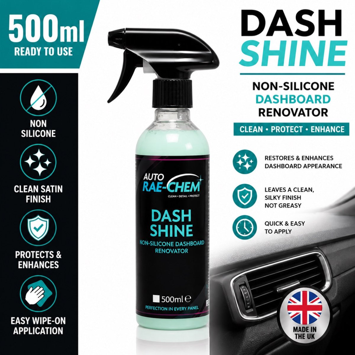 Dash Shine – Non-Silicone Interior Dressing & Trim Cleaner - Auto Rae-Chem