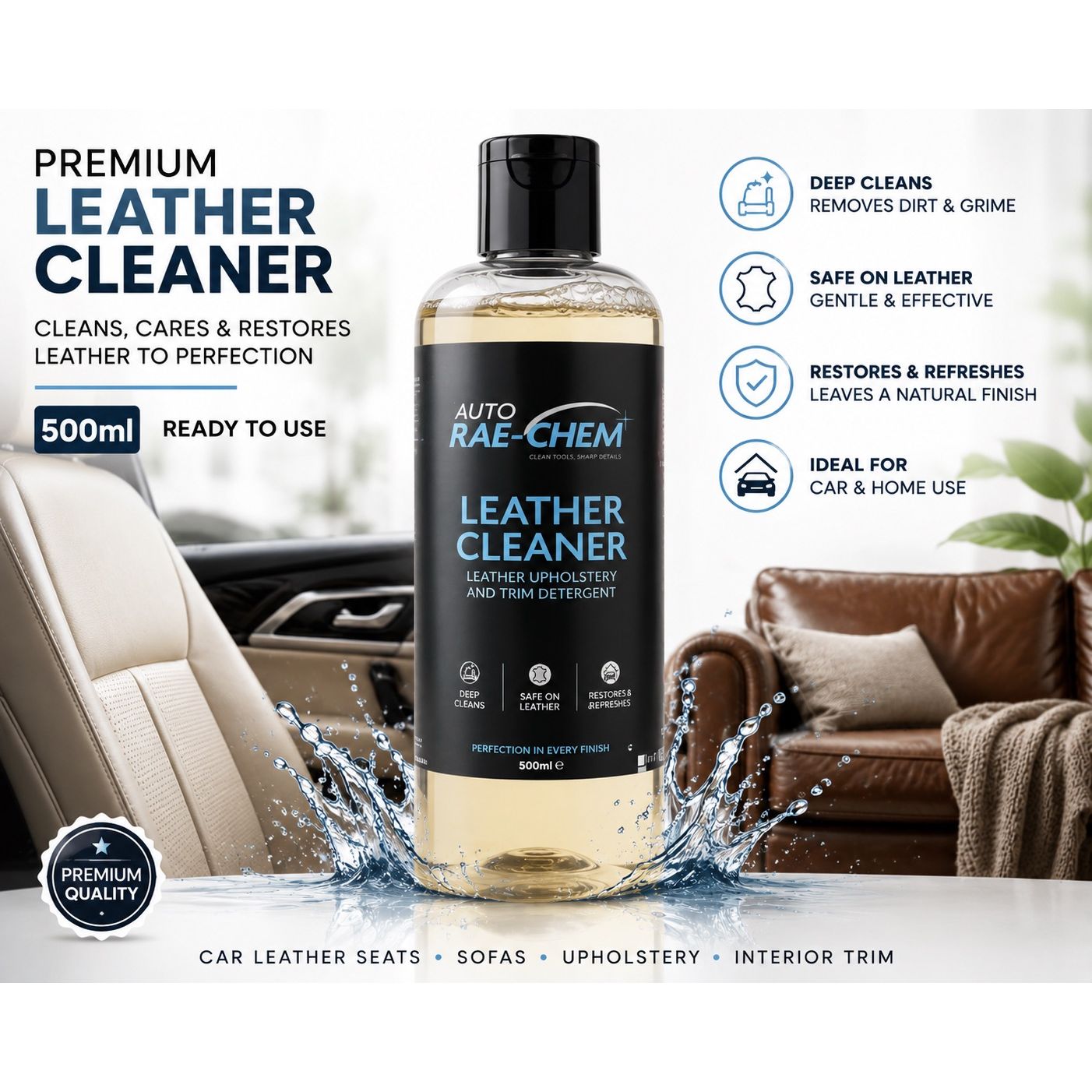 Auto Rae-Chem Premium Leather Cleaner Car Leather Seats Sofas Upholstery Care - View 3 | Auto Rae-Chem