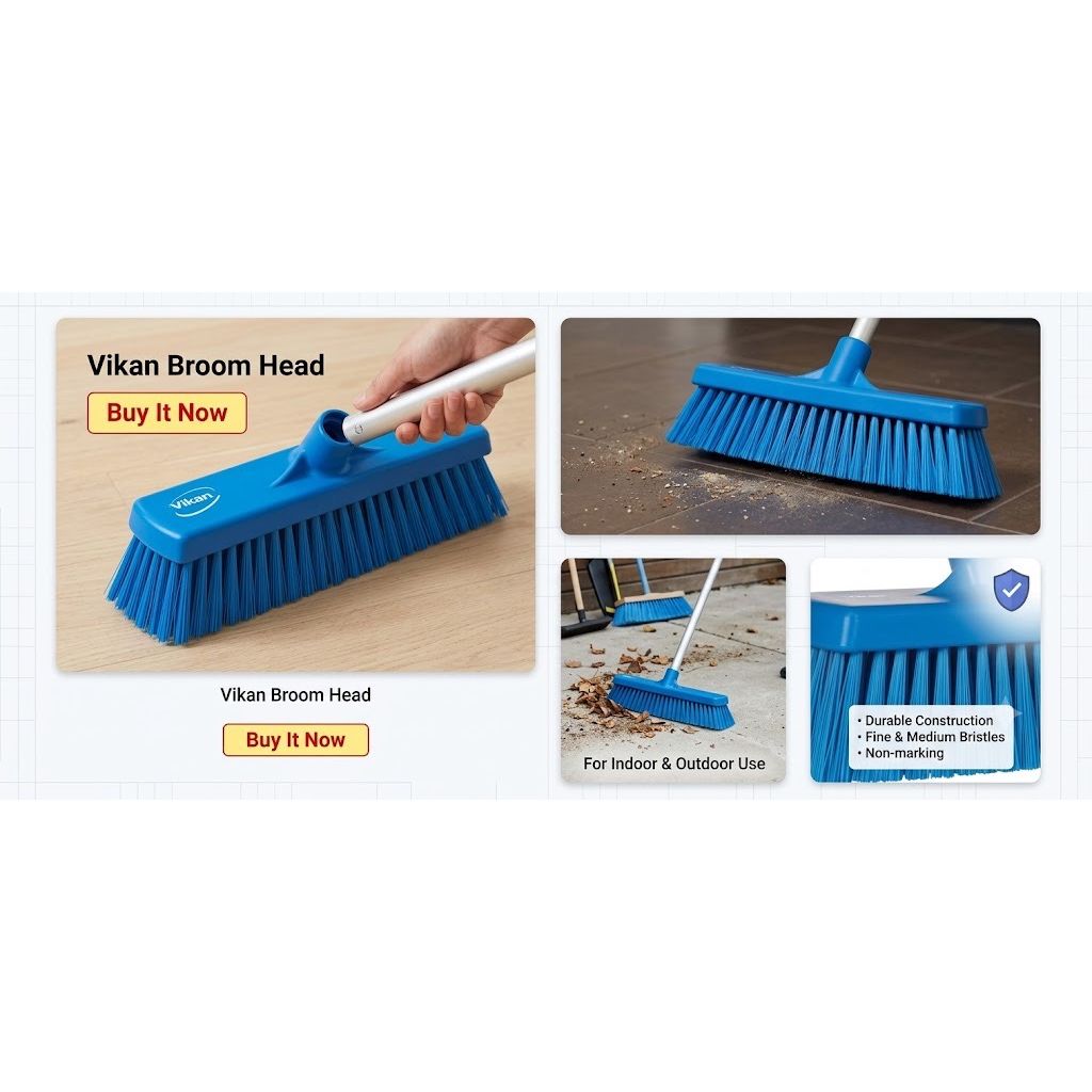 Vikan 7068 Sweeping Brush 300mm Medium Bristles - Auto Rae-Chem