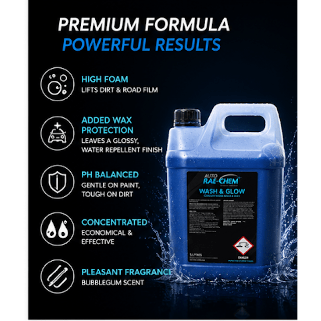 Wash & Glow ā Concentrated Car Shampoo Wash & Wax, 5L - Auto Rae-Chem