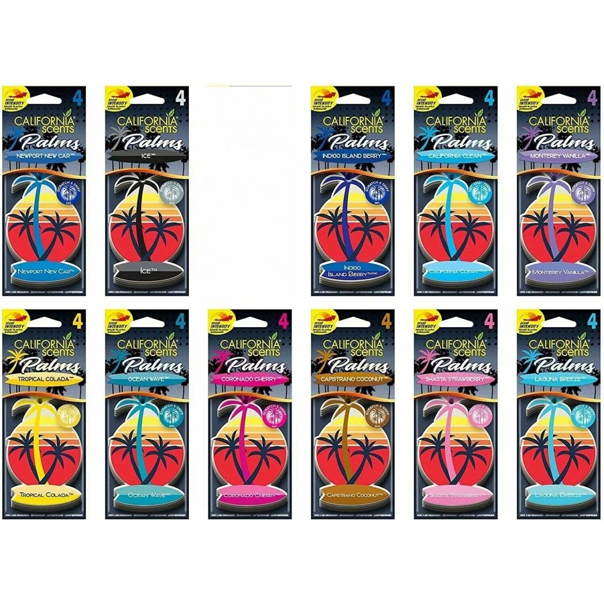 California Scents Palms Air Freshener (Pack of 4) Choice Of Fragrance - Auto Rae-Chem