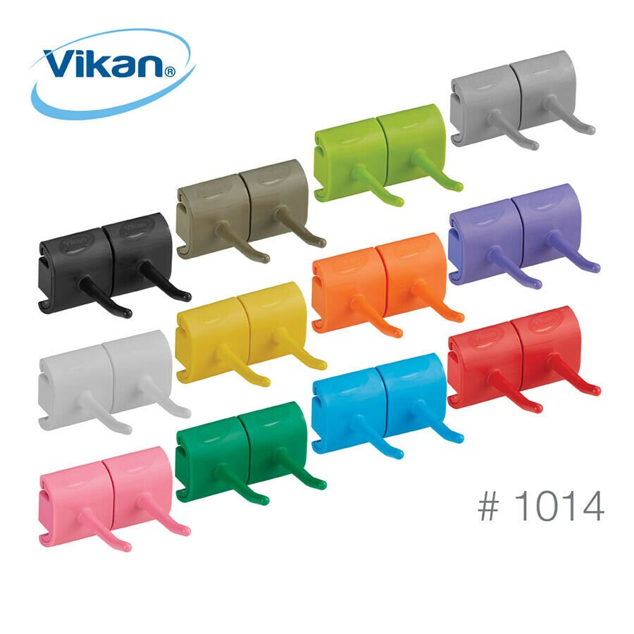 Vikan Hygienic Wall Bracket, Double Hook Module - 12 colours - Auto Rae-Chem