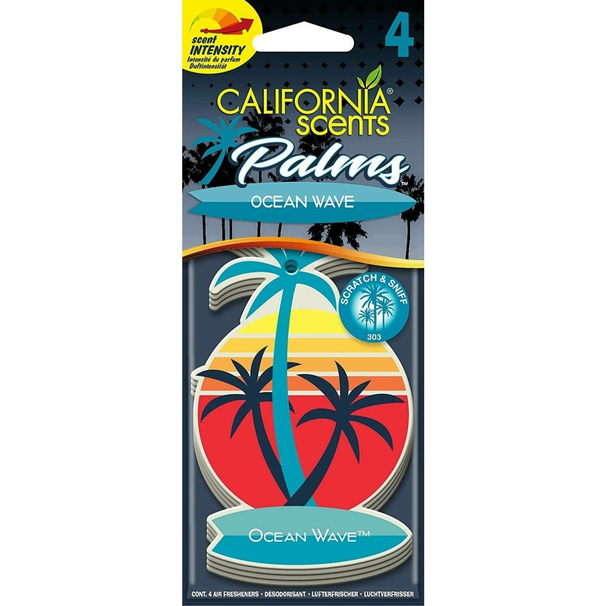 California Scents Palms Air Freshener (Pack of 4) Choice Of Fragrance - Auto Rae-Chem