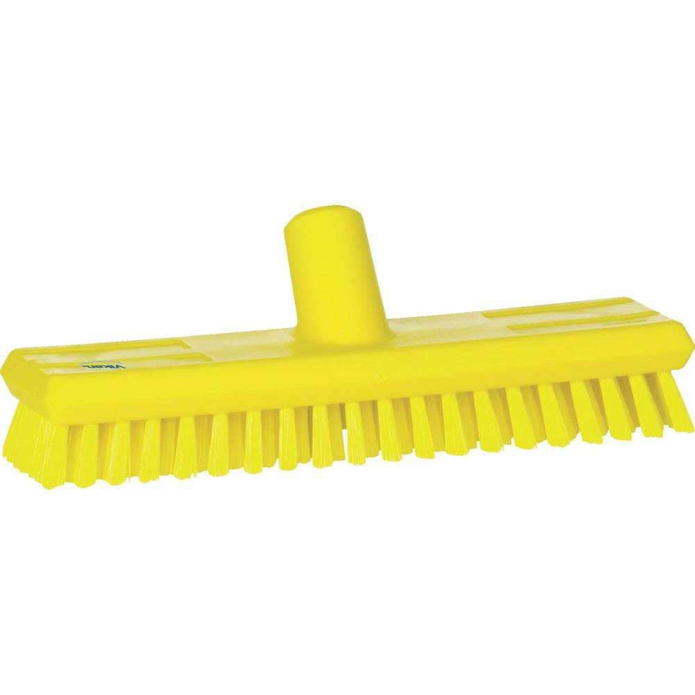 Vikan 70416 Stiff Bristle Deck Scrub, 10-3/4" Polyester, Yellow - Auto Rae-Chem