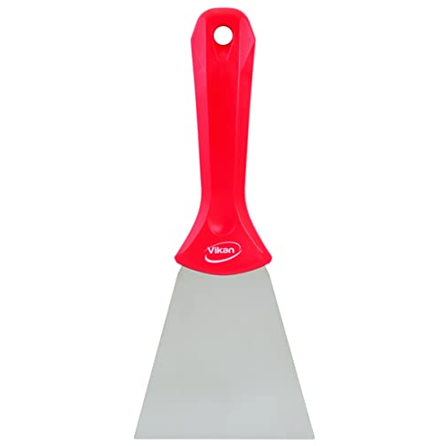 Vikan 40094 Stainless Steel Hand Scraper, Red, 235mm Length, 100mm Width, 22mm Height - View 2 | Auto Rae-Chem