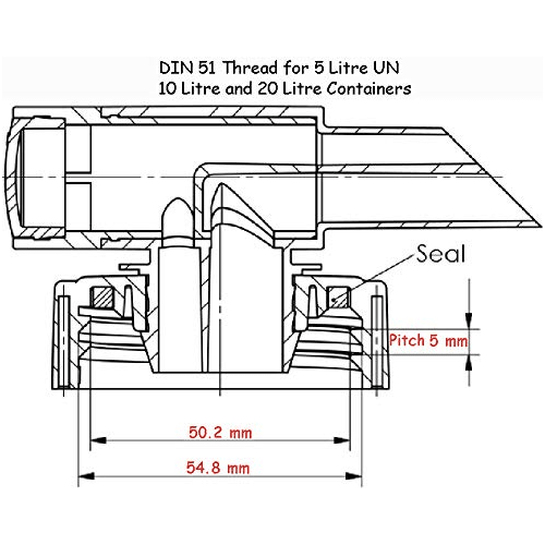 FLUXX Dispensing Tap DIN51 For Water & Chemical Containers & Drums 10, 5L UN, Most 51 mm Threads - Auto Rae-Chem
