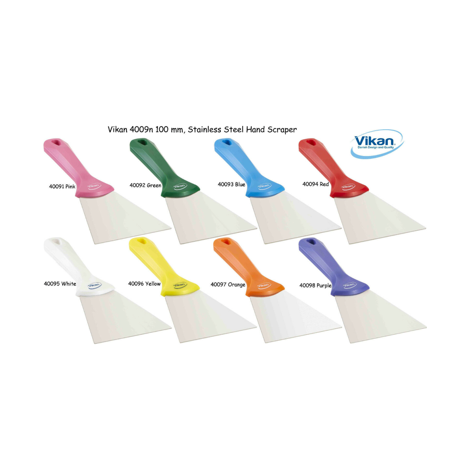 Vikan 4009n Stainless Steel Hand Scraper 100 mm 8 Colours | Auto Rae-Chem