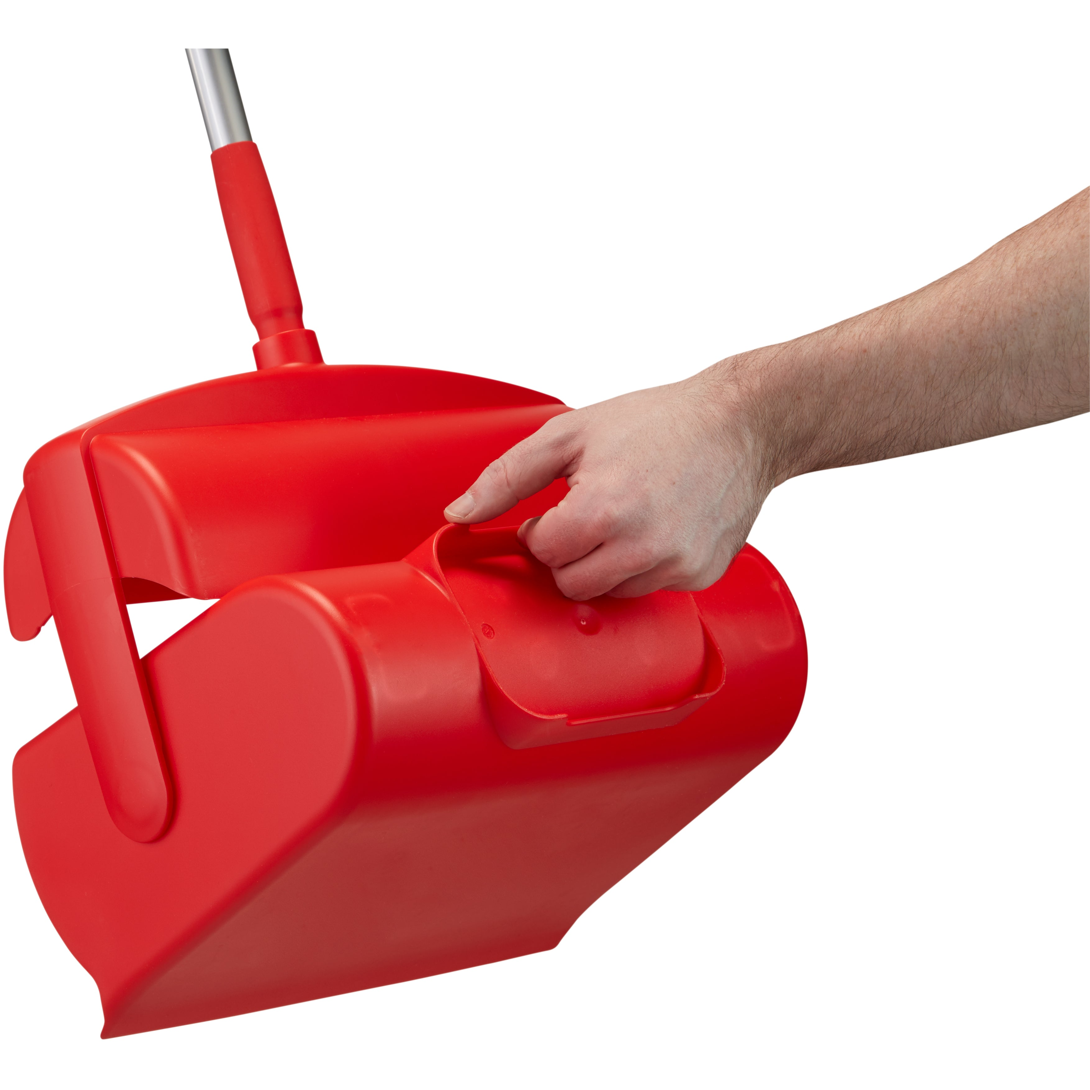 Vikan Hygiene 56614 dustpan set closed with broom, red, 320 x 1170 mm