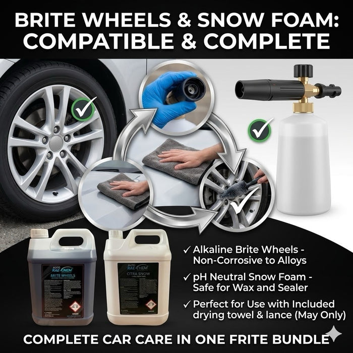 Complete exterior clean – wash, wheels, and streak-free finish in one kit