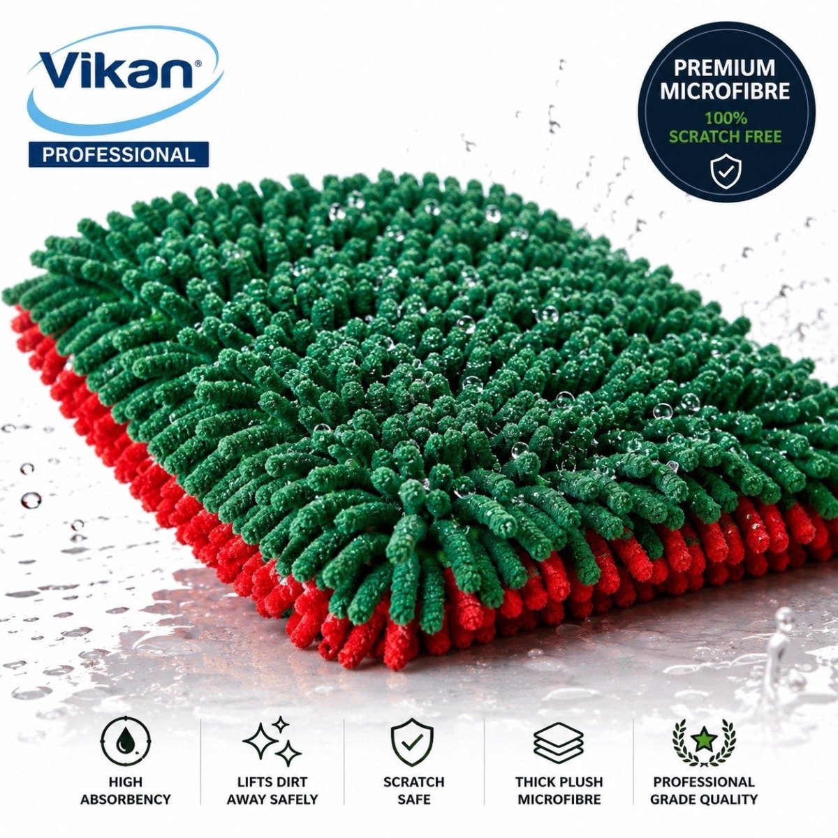 3x Vikan Microfibre Wash Pad Double Sided Scratch Safe Car Detailing 1000GSM - Auto Rae-Chem
