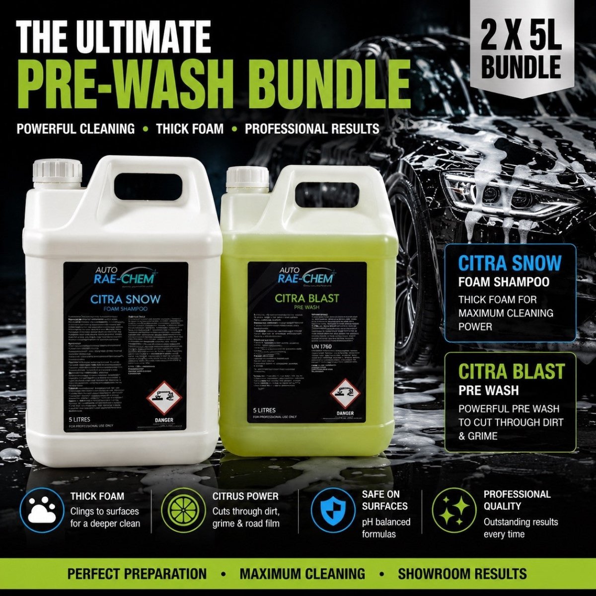 Citrus Snow Foam & Pre-Wash Bundle – Includes Free Wash Mitt - Auto Rae-Chem