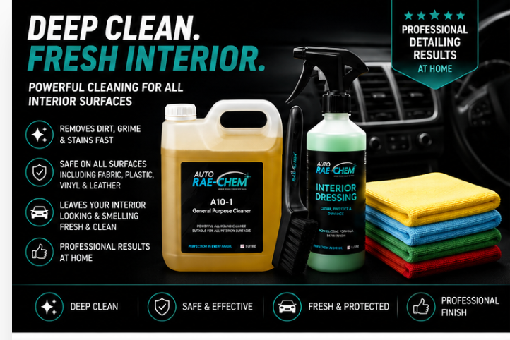 Interior Cleaning Kit APC Vikan Brush Microfibre Cloths Interior Dressing