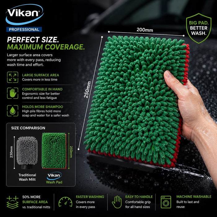 3x Vikan Microfibre Wash Pad Double Sided Scratch Safe Car Detailing 1000GSM