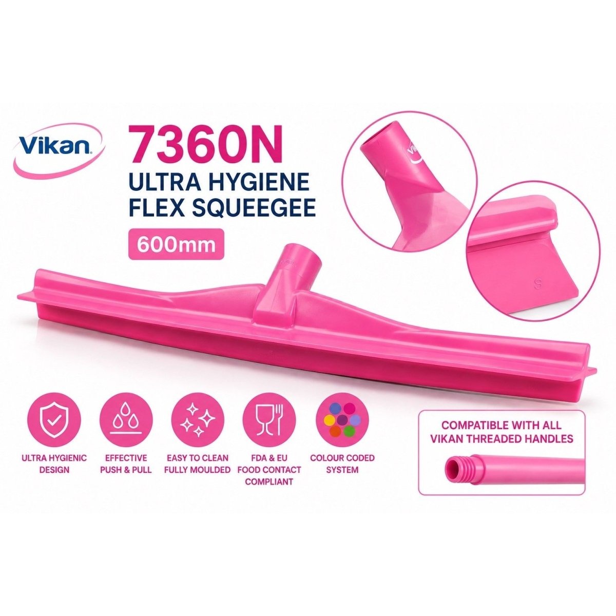 Vikan 7360n Ultra Hygiene Flex Squeegee 600mm Food Grade Cleaner - Auto Rae-Chem