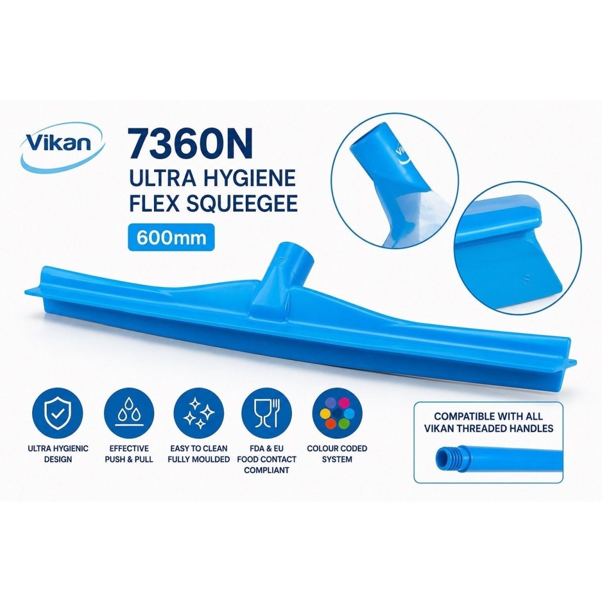Vikan 7360n Ultra Hygiene Flex Squeegee 600mm Food Grade Cleaner - Auto Rae-Chem
