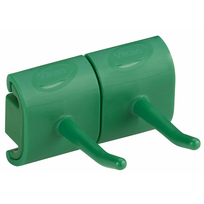 Hygienic Wall Bracket, Double Hook Module, Green