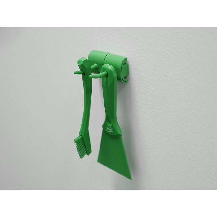 Hygienic Wall Bracket, Double Hook Module, Green