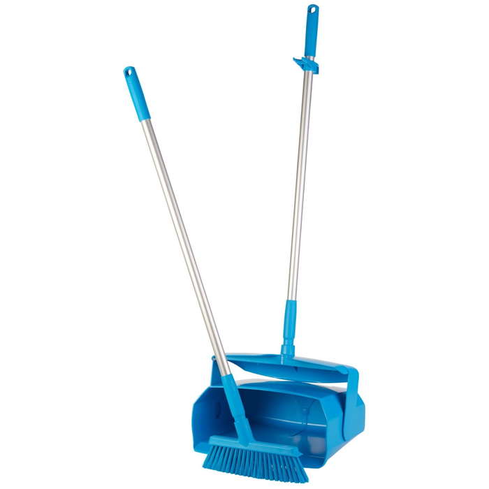 Vikan 56653 Dustpan set, closable with broom, 350 mm, Medium, Blue