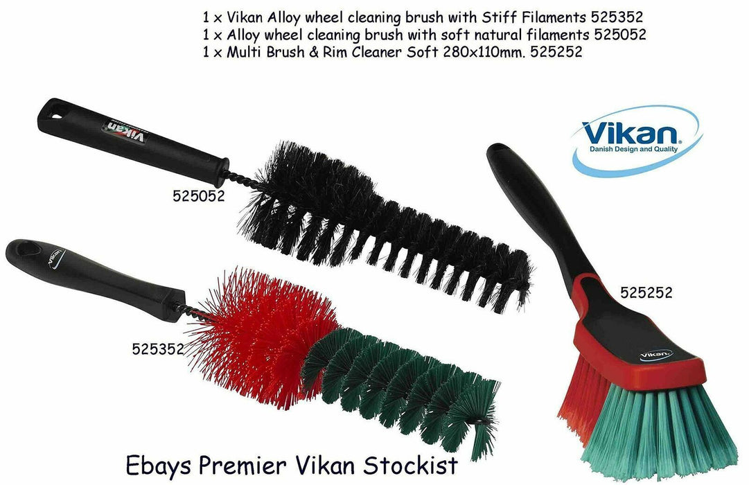 Vikan Wheel Brush Set Natural Filaments, Chemical Resistant Alloy Steel Rims