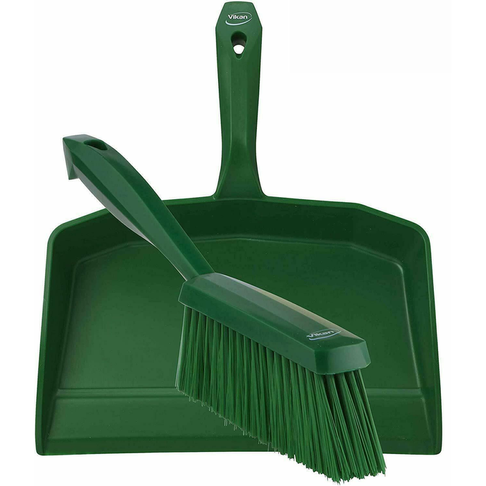Vikan 5660_4587 Dustpan and Brush Set Sweeping Shovel Soft Bristle Hygienic Grn