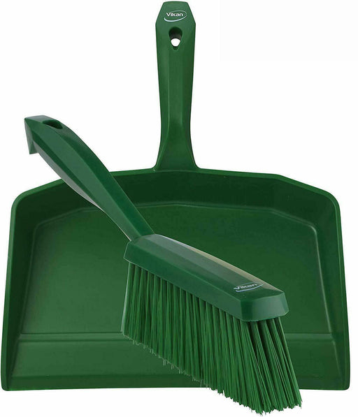 Vikan 5660_4587 Dustpan and Brush Set Sweeping Shovel Soft Bristle Hygienic Grn