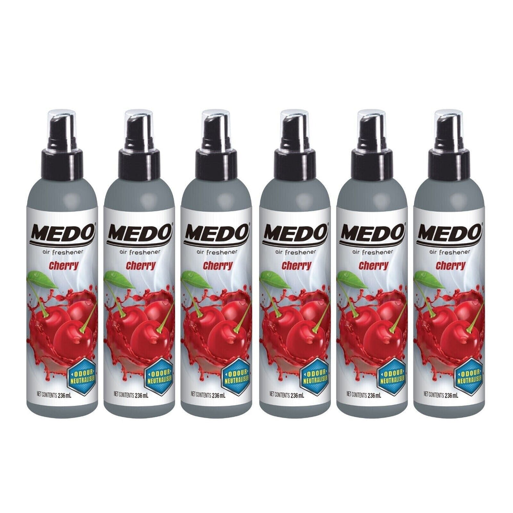 6 x Medo Pump Spray Odour Neutraliser Car Air Freshener Freshener Scent - CHERRY