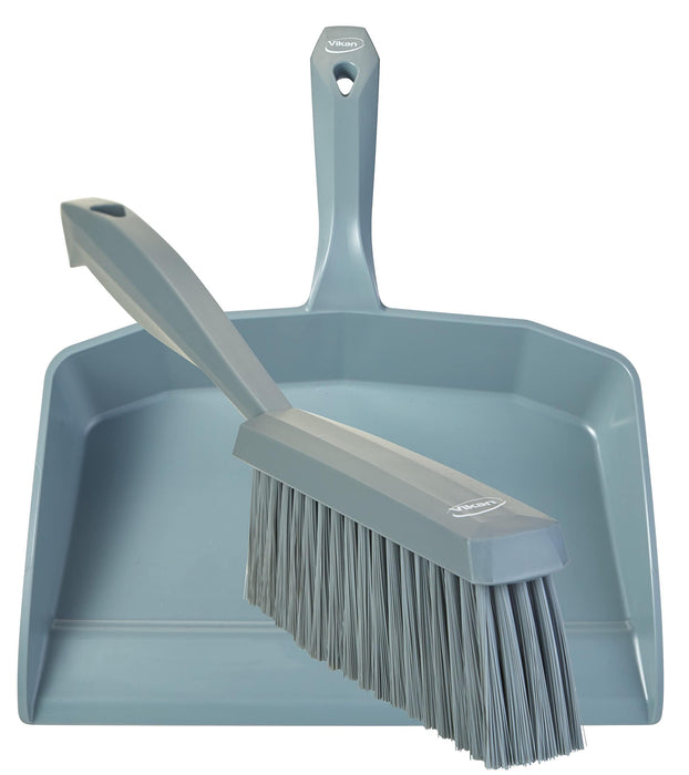 Vikan 5660_4587 Dustpan and Brush Set Sweeping Shovel Soft Bristle Hygienic (Grey)