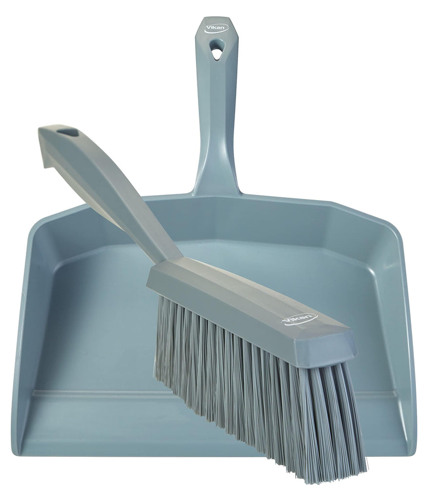 Vikan 5660_4587 Dustpan and Brush Set Sweeping Shovel Soft Bristle Hygienic (Grey)