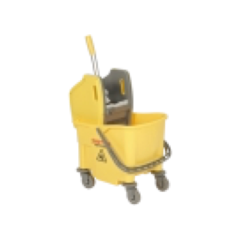 Vikan Bucket on Wheels & Wringer, 25 Litre, Yellow