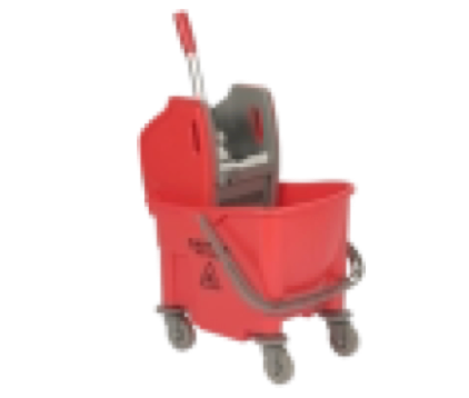 Vikan Bucket on Wheels & Wringer, 25 Litre, Red