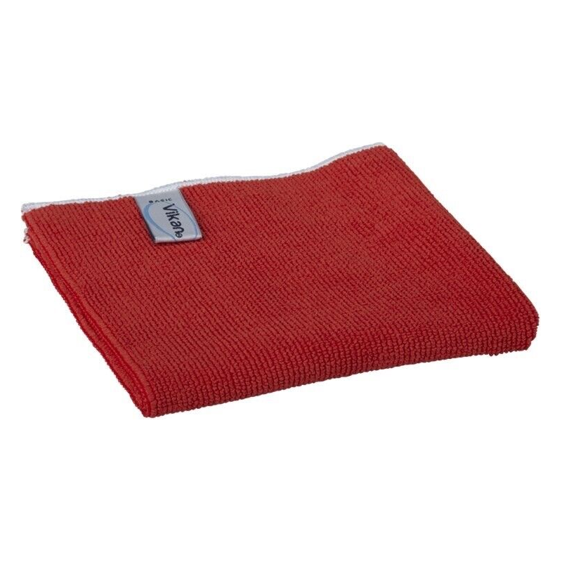 Vikan 691134 Basic Microfibre Cloth, Red, 320mm Length, 320mm Width, 3mm Height,