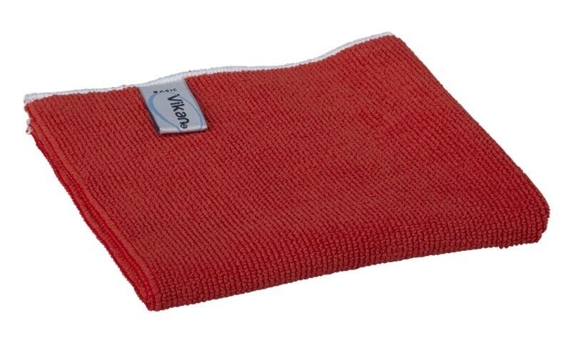 Vikan 691134 Basic Microfibre Cloth, Red, 320mm Length, 320mm Width, 3mm Height,