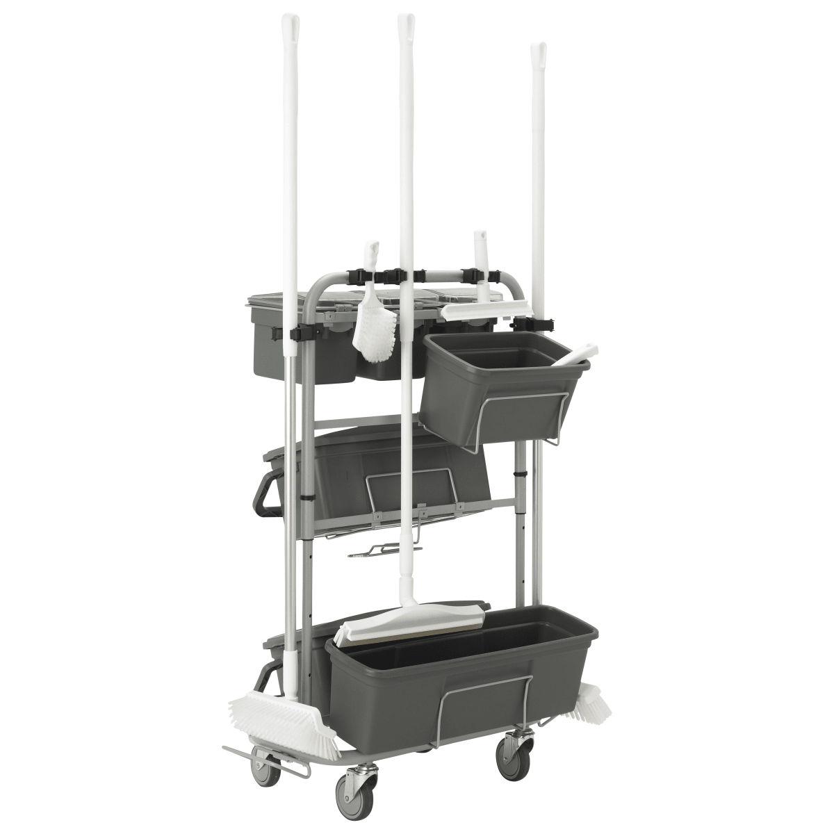 Vikan 580410 Narrow Cleaning Cart with Accessories, 40 cm VEC System Size, Grey - Auto Rae-Chem