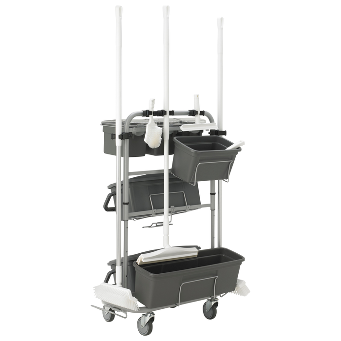 Vikan 580410 Narrow Cleaning Cart with Accessories, 40 cm VEC System Size, Grey