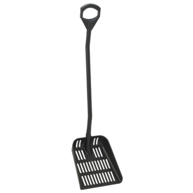 Vikan 56049 Ergonomic Shovel w/Drainholes, Black, 131cm, 38 x 34cm