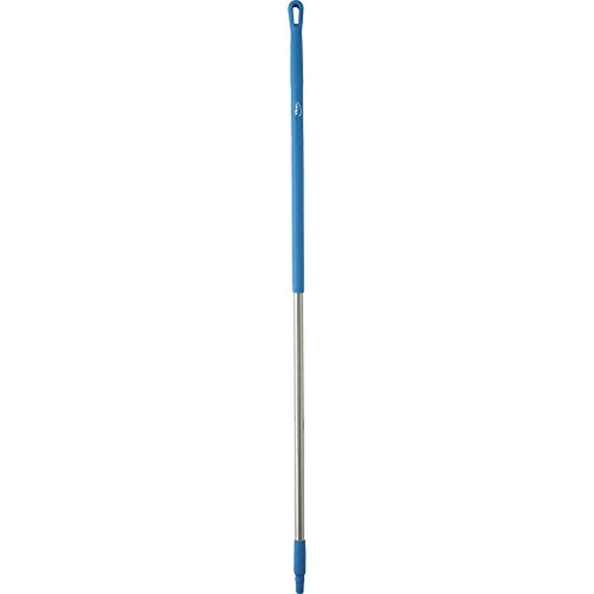 Vikan 29393 59" Stainless Steel Handle with Threaded Tip, 1-7/32" Diameter, Blue