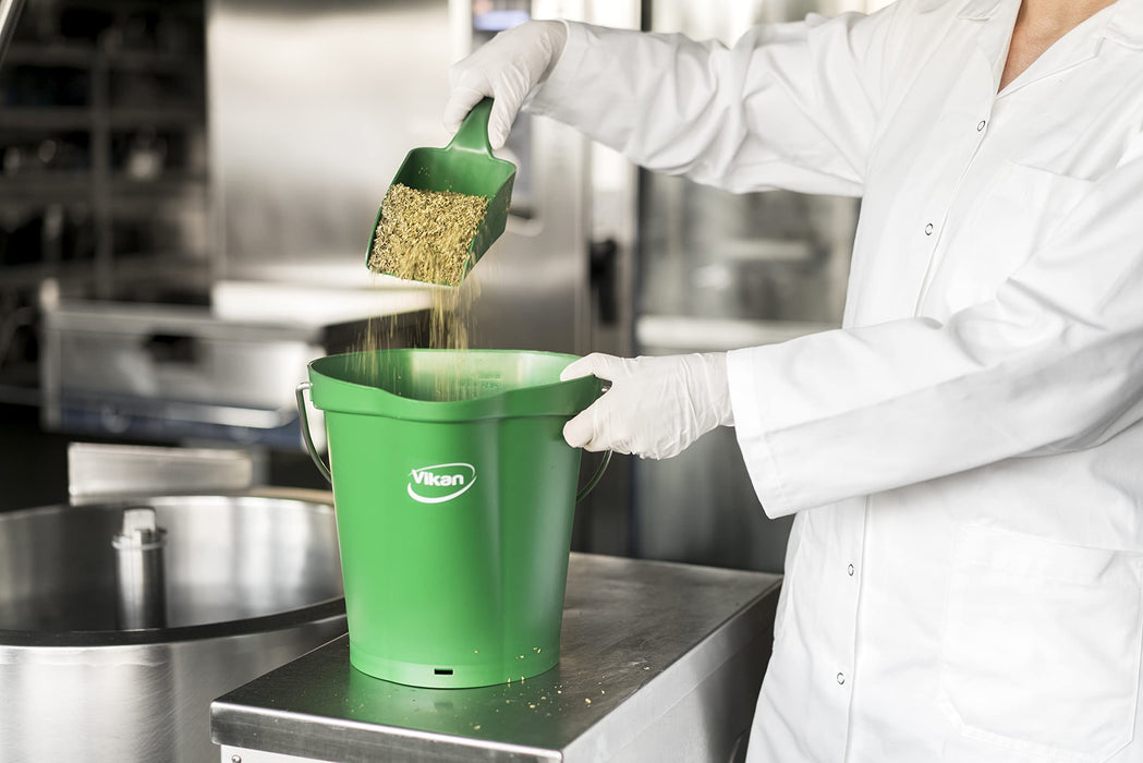 Vikan 56883 Durable Polypropylene Hygiene Bucket/Pail, Stainless Steel Handle, 6 Litres, Blue