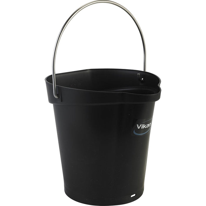 Vikan 56883 Durable Polypropylene Hygiene Bucket/Pail, Stainless Steel Handle, 6 Litres, Blue